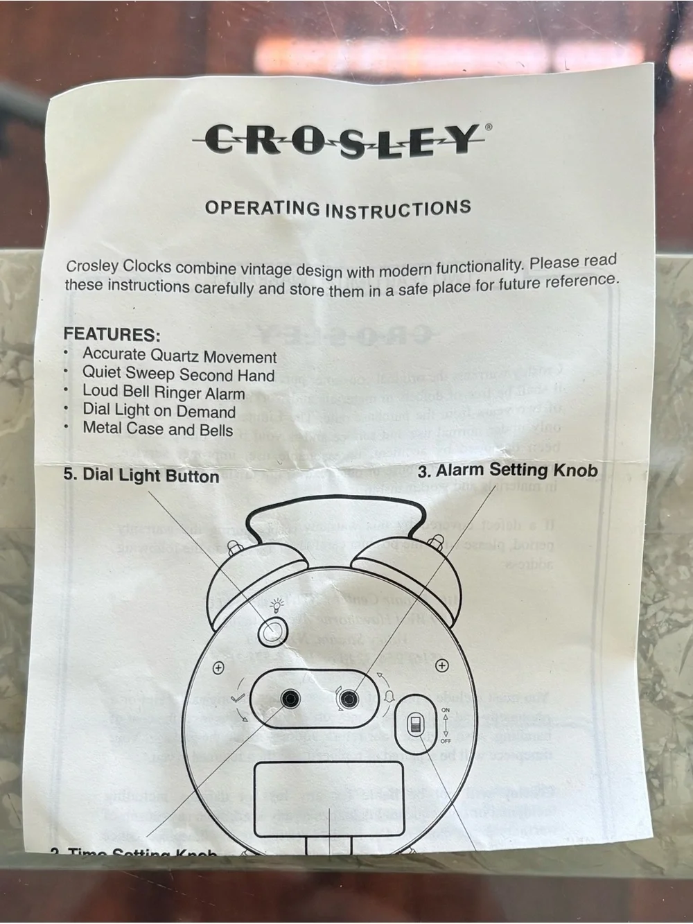 Crosley Black Twin Bell Alarm Clock with White Face